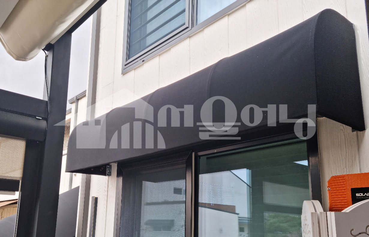 파주 고정식어닝 창문시공 전면라운드형